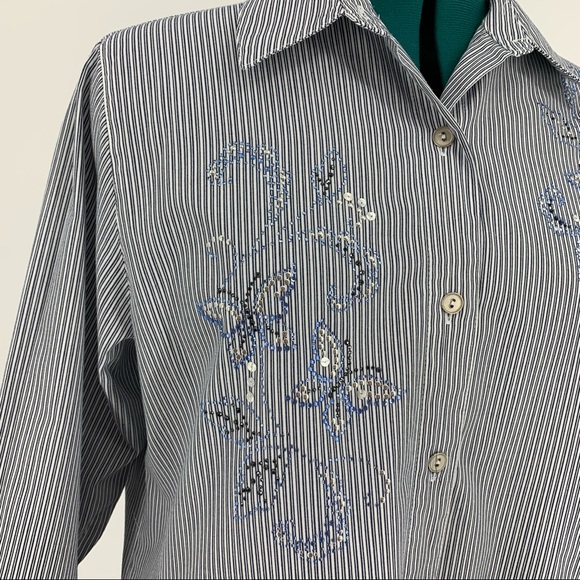 Alfred Dunner 3/4 Sleeve Embellished Top 14 Petite - Picture 10 of 16